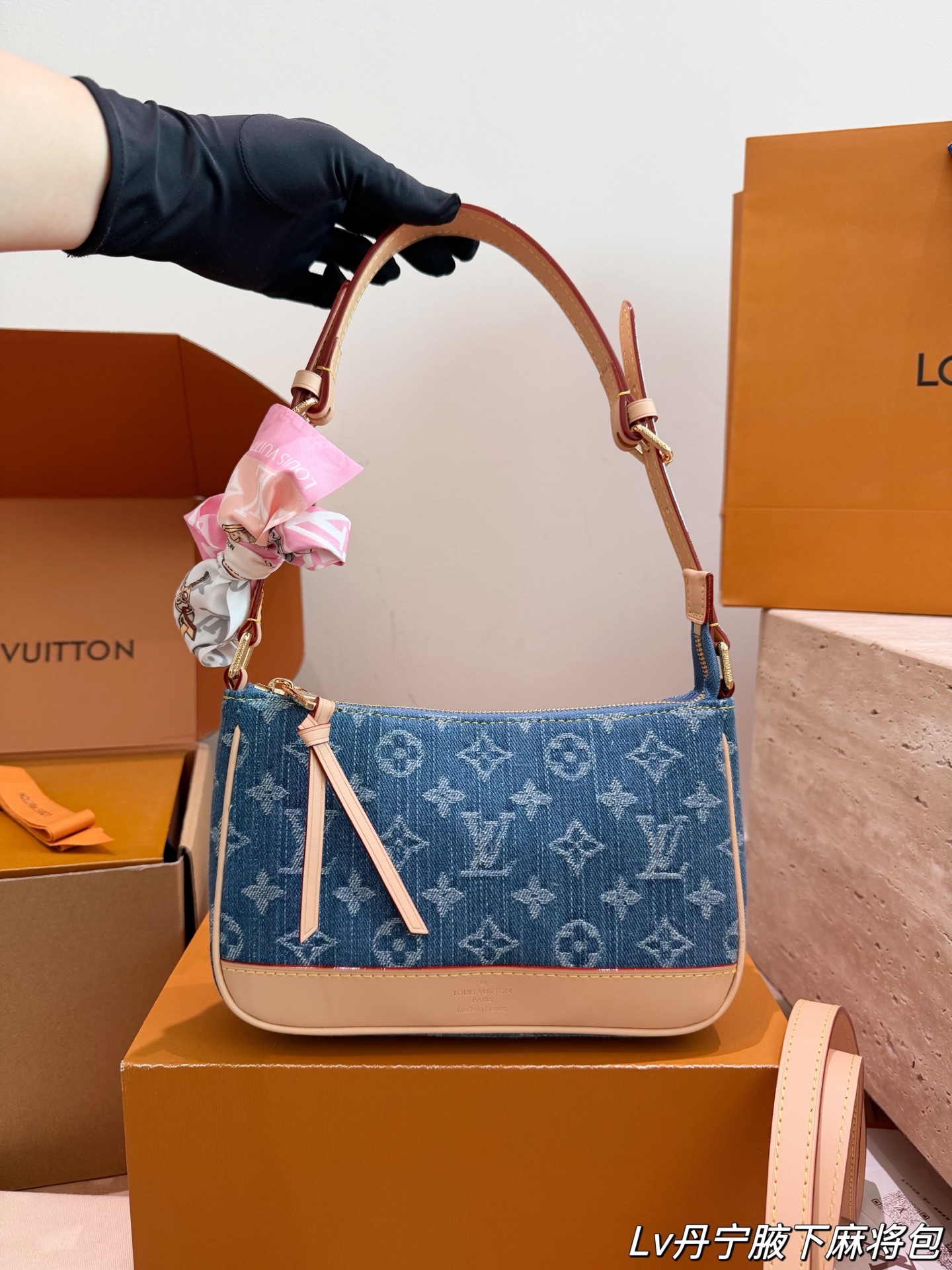 LV Monogram Handbag Monogram Canvas Denim Fabric 3
